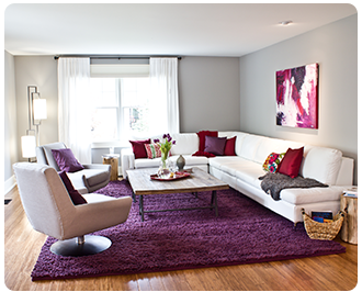 Фиолетовый ковер в интерьере